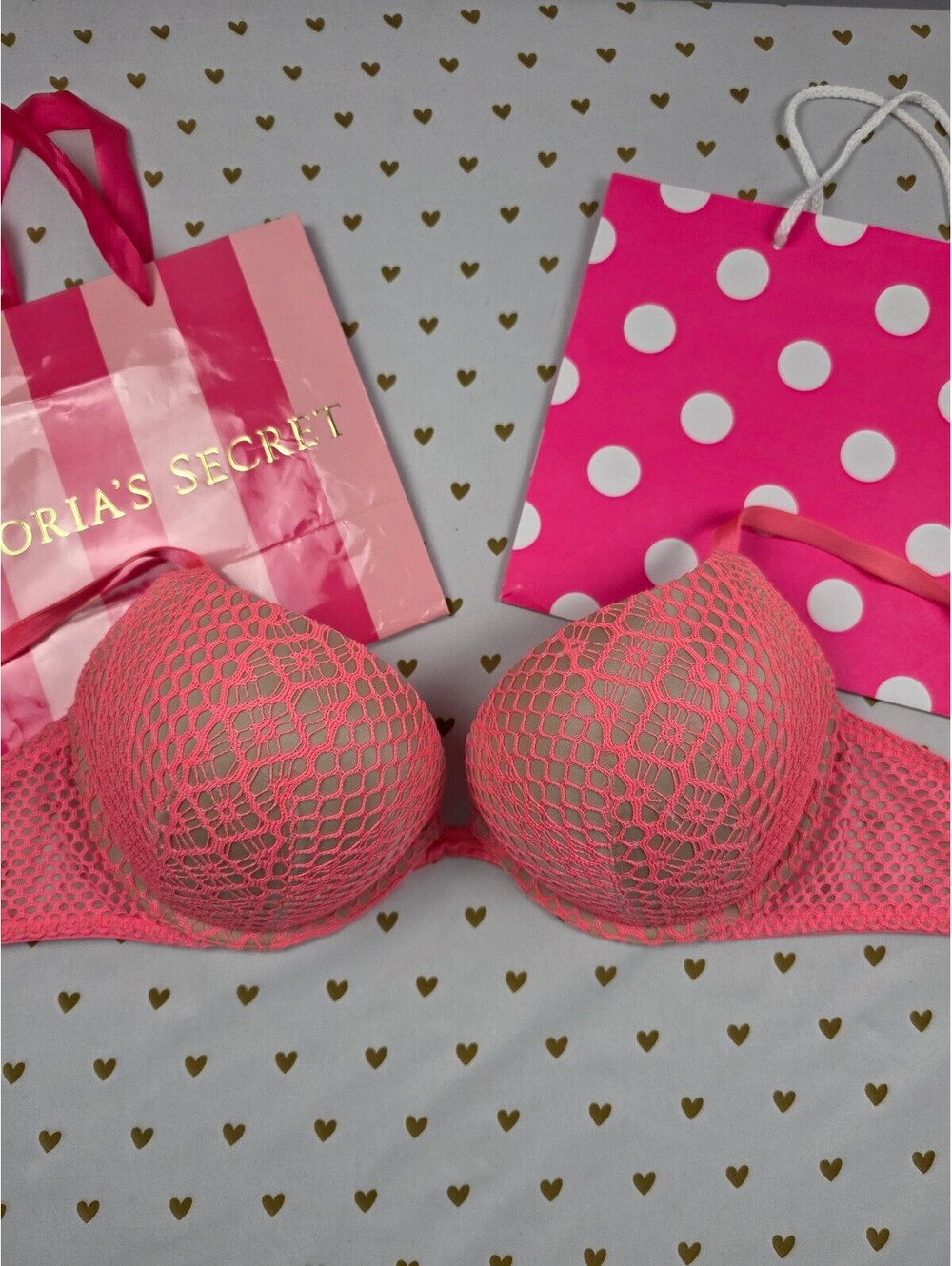 Victorias Secret Neon Sexy Bombshell add 2 sizes push Up bra Plunge 38C